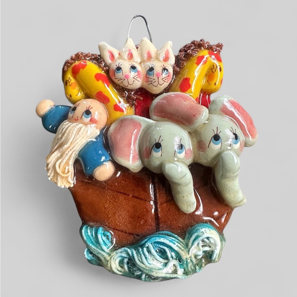 Vintage 90s 80s Noah’s Ark Clay‎ Christmas Tree Ornament